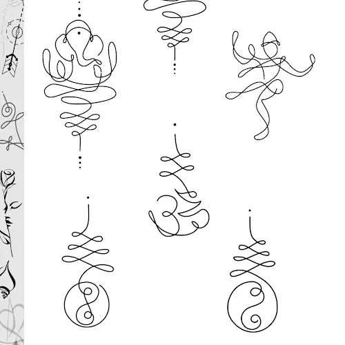 Inside look of clean geometric micro tattoo flash sheets