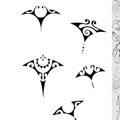Inside look of clean geometric micro tattoo flash sheets