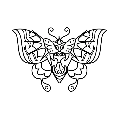 Inside look of old school crawling tiger and flash butterfly outlines