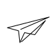 A single-line whimsical origami-inspired paper plane silhouette, displaying sharp linear folds in an understated geometric style.